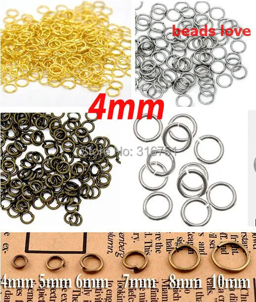 

(1000Pcs/lot ) 4mm Dia Pick 4 Colors Open Jump Rings DIY Jewelry Findings(w02942)Free Shipping!