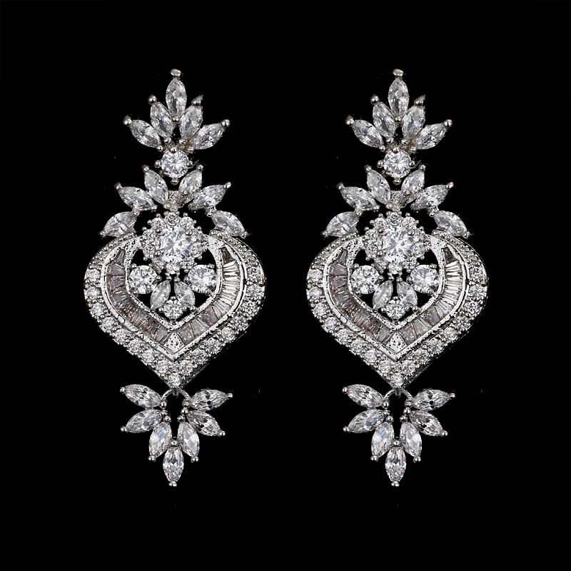 

Fashion Bohemia Jewelry Big Clear Genuine Austrian Rhinestones Water Drop Dangling Earrings Women's Party Brincos Gifts E-138