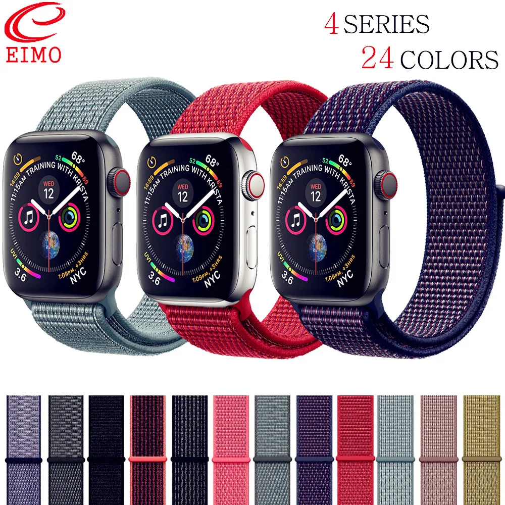 

EIMO Sport Loop For Apple Watch band 4 3 iwatch band 42mm 44mm 38mm 40mm Soft breathable Nylon strap correa bracelet Accessories