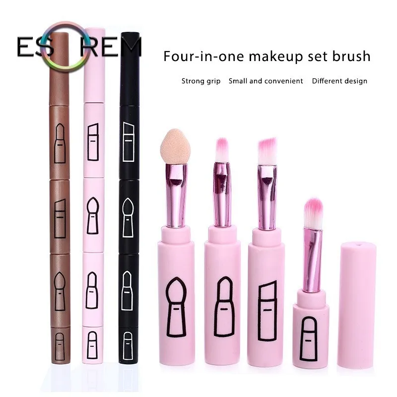 

ESOREM 4 In 1 Makeup Brush Eyebrow Brush Lip Eyeshadow Stick Blending Wool Fiber Soft Cosmetic Tools Brochas Maquillaje 7233