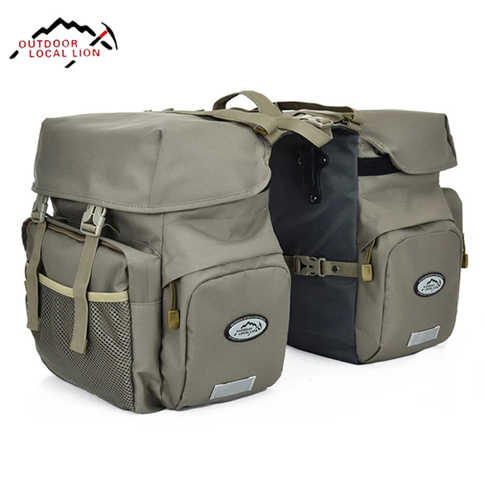 LOCALLION Retro Canvas Bicycle Carrier Bag 50L Rear Rack Trunk Bike Luggage Back Seat Pannier Reflectivs