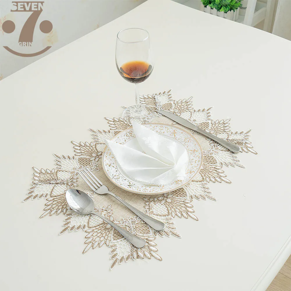 

Free Shipping 1Lot/3Pcs New Classical Post-Modern Style Embroidered Border Decorative Placemats