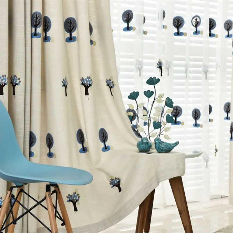 Árboles de dibujos animados cortinas para dormitorio algodón bordado toalla encanto lindo niños niñas ventana Cortina cortinas WP192C Árboles de dibujos animados cortinas para dormitorio algodón bordado toalla encanto lindo niños niñas ventana Cortina cortinas WP192C