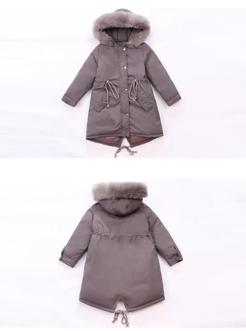 New 2018 Fur Hooded Jackets For Girls Thick Kids Long Cotton Coats Baby Big Girl Winter jacket Children Outerwear & coats Tops Clothes (20)