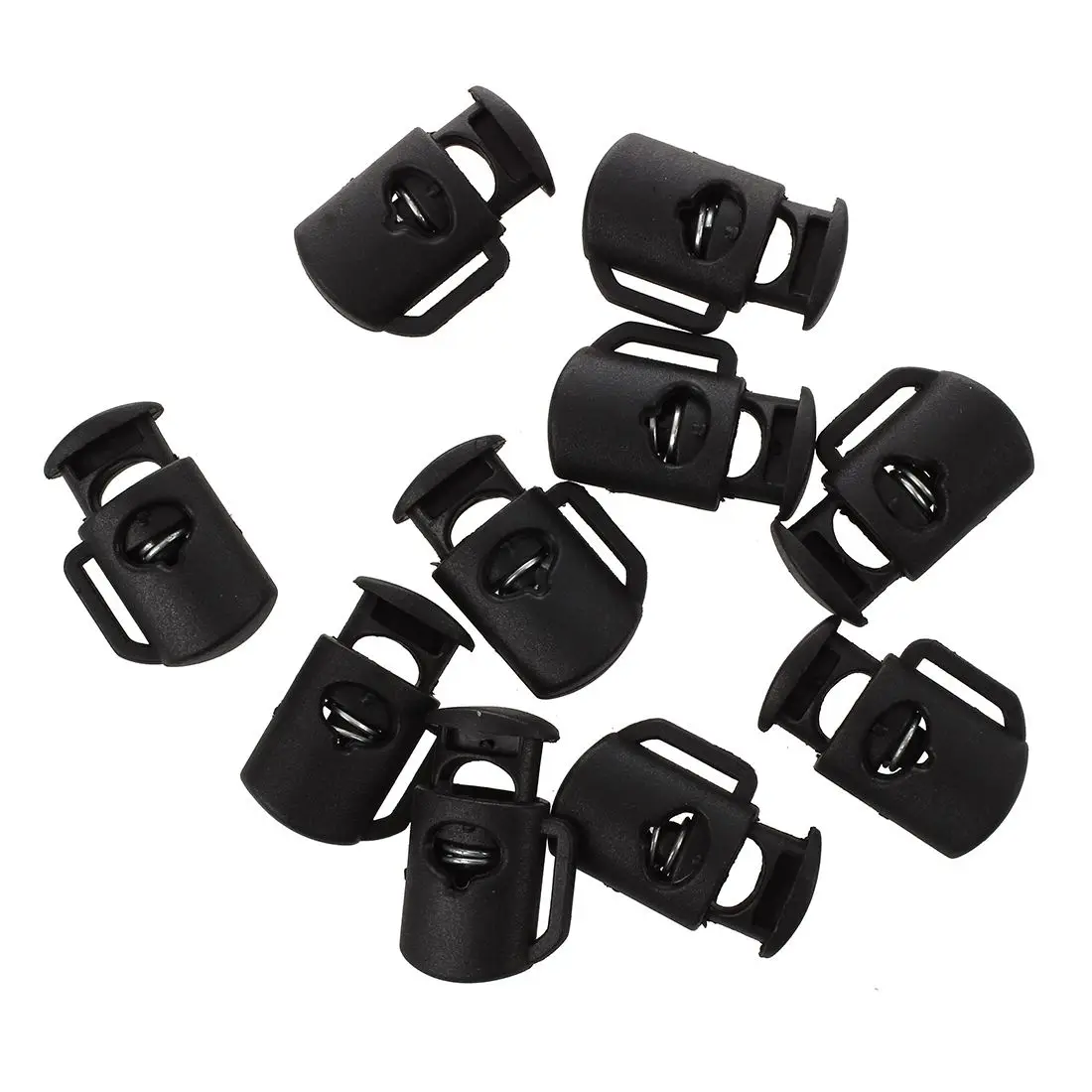 

10 Pcs 8mm Single Hole Rope Cord Locks Ends Drawstring Toggles Black