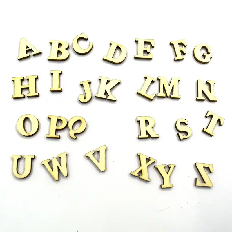 100Pcs Wooden Embellishments Letters Card Making Alphabet DIY Decor Supplies