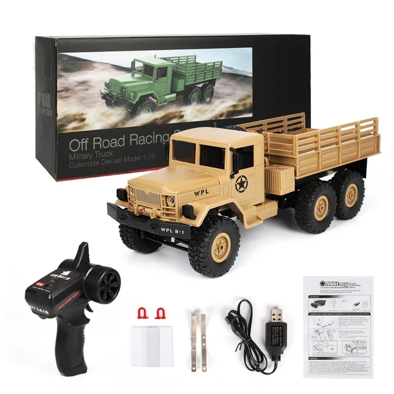 

Remote Control Car WPL 1:16 2.4G Mini Off-Road RC Military Truck Six-Wheel Drive High Speed Truck RC Toys Gifts for Children