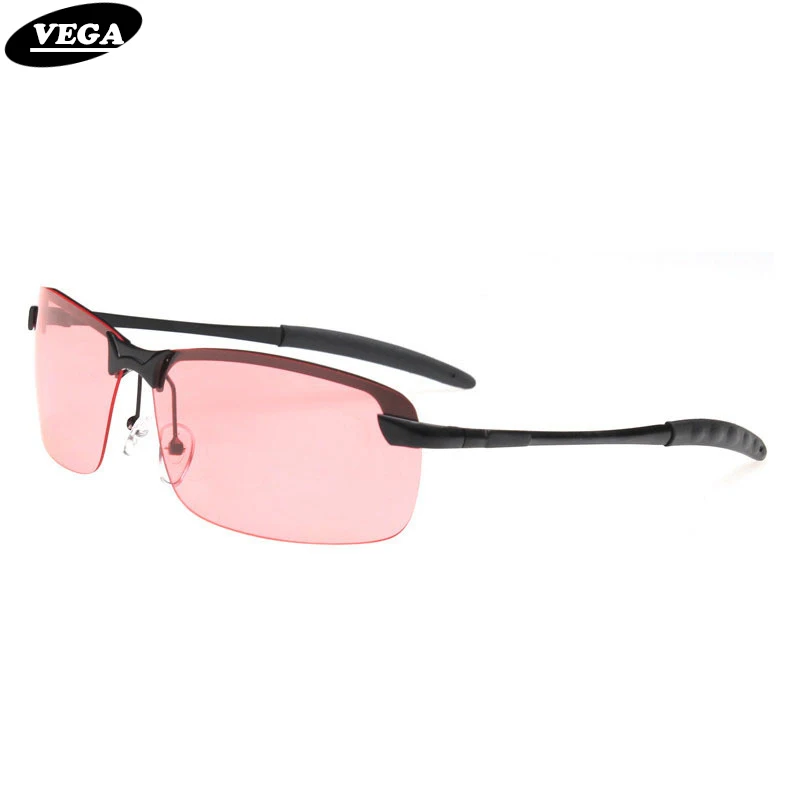 

VEGA Best Profession Polarized Sunglasses For Fishing Rimless Alloy Frame Red Anti Glare HD Vision Glasses C3043