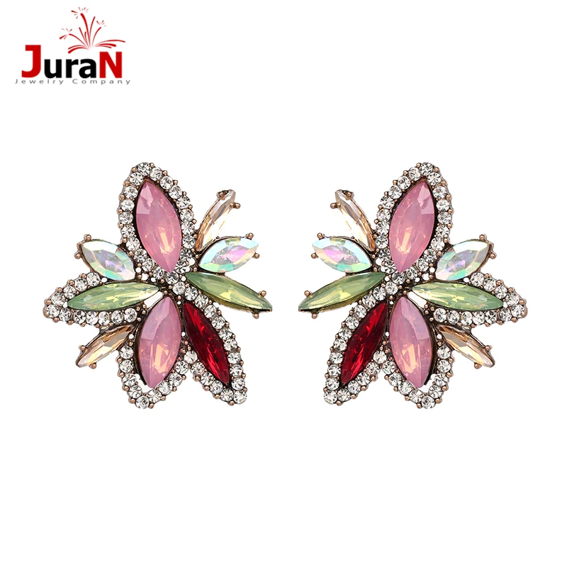 

JURAN Trendy Crystal Colorful butterfly Statement Earrings Rhinestone Stud Earrings Fashion Jewelry Accessories Wholesale