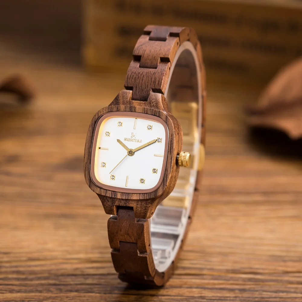 SENTAI Moda Donna Signore Della Vigilanza Movimento Orologi Da Polso Orologi  Cristalli Fatti A Mano In Legno Naturale di Legno Regalo per Lei Regali di  Natale|gift for her|gift giftsgifts for ladies -