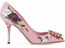 

2018 New women flower high heels thin heel diamond pumps party shoes crystal pumps dress shoes Bohemian print leather pumps