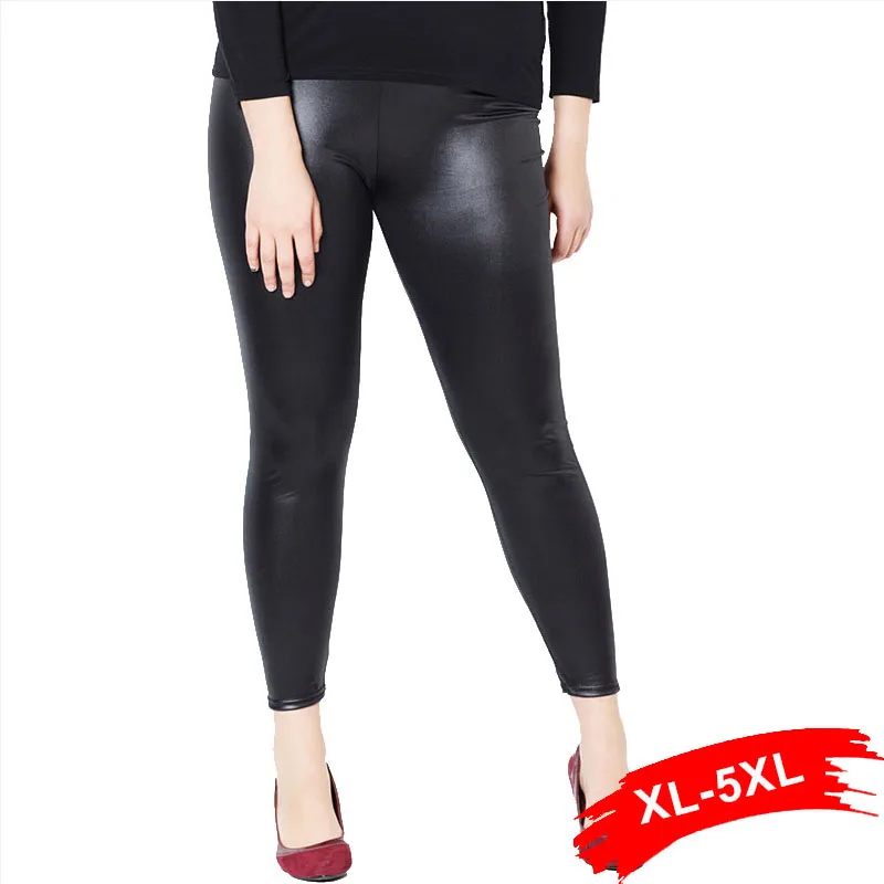 

Autumn Women'S Plus Size Leather Pants 4Xl 5Xl Female Tight High Waisted Pants Pu Trousers Sexy Skinny Stretch Pencil Pantalons