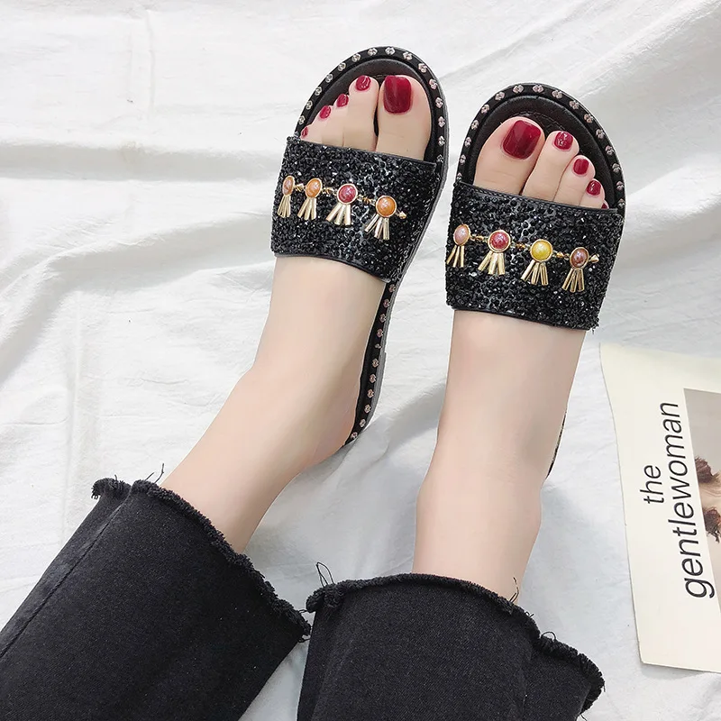 

Woman Slippers Women Shoes Ladies Female Indoor Home Flip Flops Fashion Bling Crystal Women Lady Beach Summer Slippers For Women