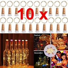 

10 Piece Bottle Cork Copper Wire LED String Lights for Wine Bottle DIY, Craft Projects Home Decoration Party Halloween Wedding