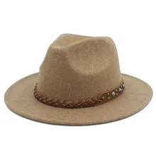 Шерсть Для женщин Для Мужчин's Chapeu feminino фетровая шляпа для джентльмена шерстяные с широкими полями Джаз церкви Кепки Панама Top Защита от солнца шляпа 20