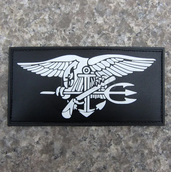 White U.S. NAVY Seal Team Trident Eagle Tactics Morale 3D PVC patch