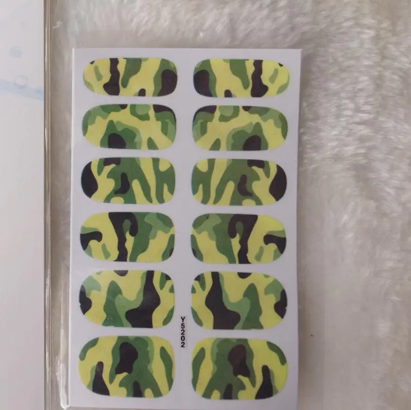

Y5202 Manicure Decor Tools Nail Wraps Acrylic Decals Adhesive Nail Art Stickers Army Green Camouflage Glitter Nail Sticker