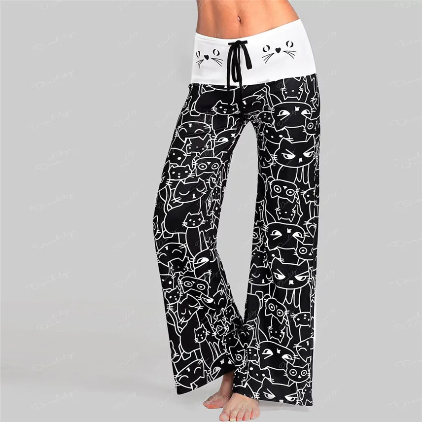 

2018 Hot Women Casual New Fashion Cat Prints Drawstring Pants Leggings Tops Quality Legging Femme leggins mujer Y*
