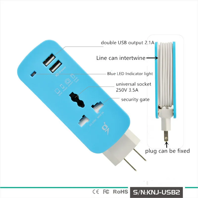 Универсальное зарядное адаптер разъема 2 USB порта Зарядное устройство AC/DC USB Зарядное устройство Multi AC адаптер EU US Британский конвертер штепселя