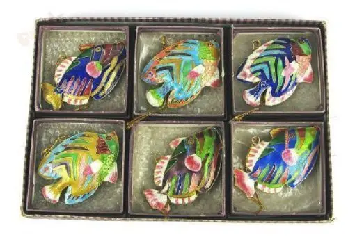 

BRAND NEW 6PCS CHINESE HANDMADE Cloisonne Fish Christmas Ornaments