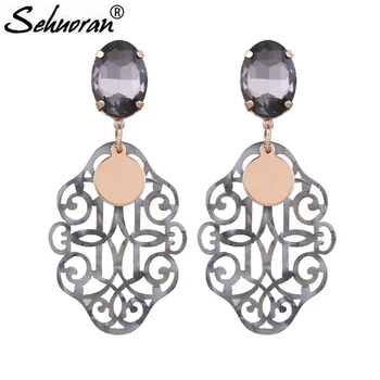 

Sehuoran Brinco Brincos Originality Trendy Geometric Resin Engraving Drop Earrings For Women Elegant Design Jewelry Wholesale
