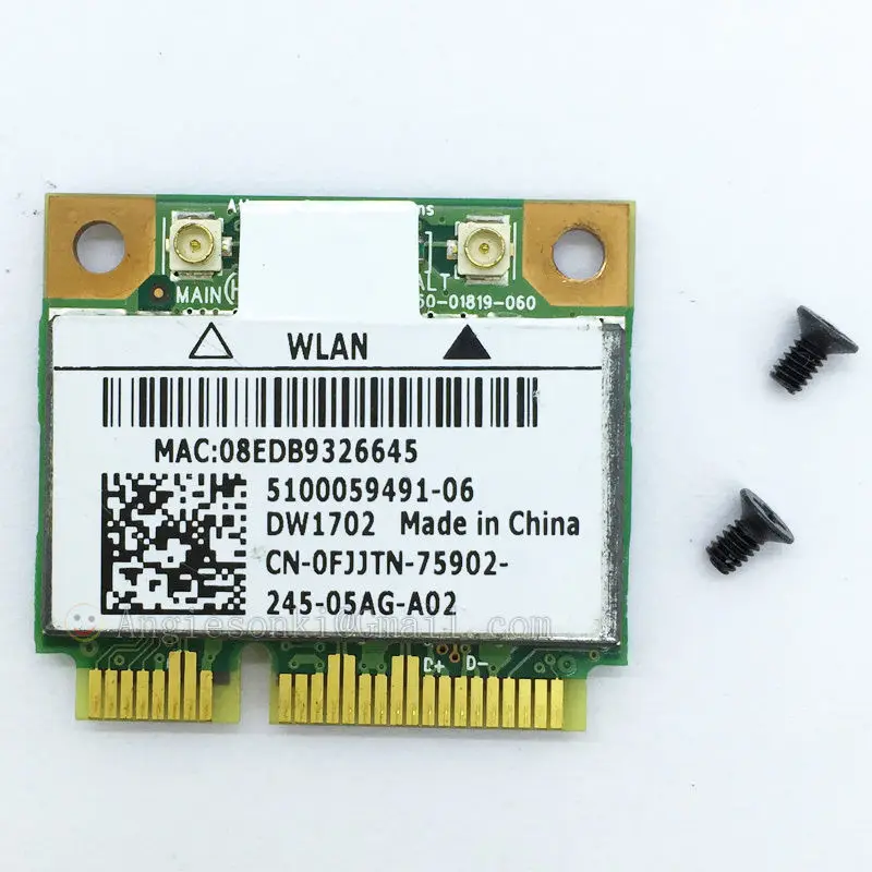 Dw1702 Беспроводной Wi-Fi N Bluetooth Половина мини-PCI-E карты WLAN для DELL 14R N4110 N4120 Atheros ar5b195 802.11b/G/N