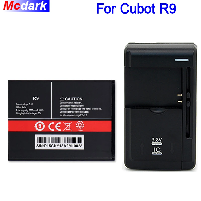 

1LOT=1PC Battery+Universal Charger 2600mAh Battery For Cubot R9 Batterie Bateria Accumulator AKKU ACCU PIL Mobile Phone