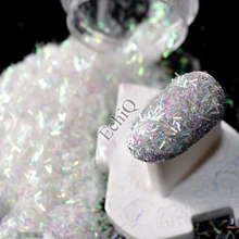 1,5 мм длина голографическое украшение ногтей блестки порошок блестящий прозрачный AB дизайн ногтей DIY маленькая полоса в прозрачной банке N409