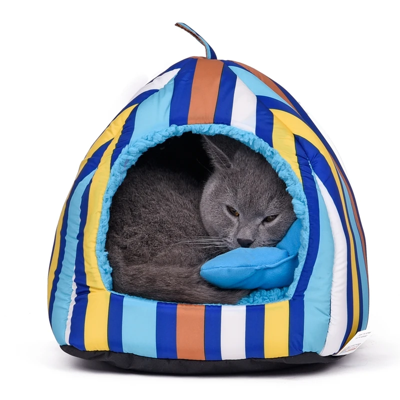 

Soft Bed For Cat Waterproof Pet Bed Stripe Multifunction House For Dog Puppy Home Get Pillow Chew Toy Dog Kennel Goods for Pet