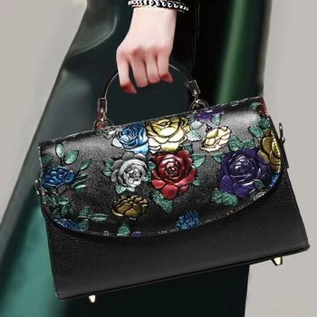 

Noble Handbag for Women Genuine Leather Top Leather Handle Bag Banquet Fashion Top-handle Bags Lady Shoulder Messenger Crossbody