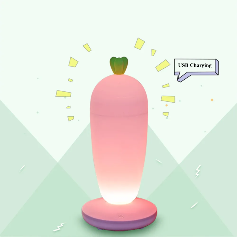 SuperNight Creative Radish LED Table Lamp Dimmable USB Rechargeable Silicone Bedroom Bedside Night Light for Children Kids Baby (1)
