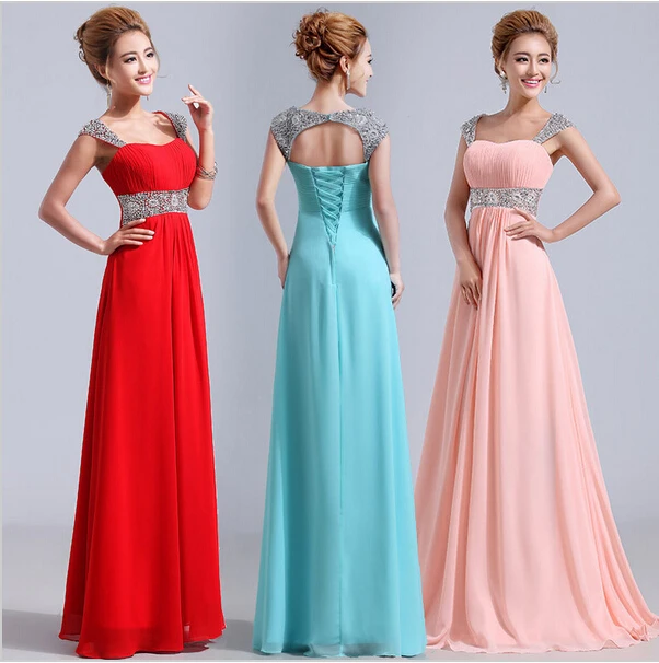 

ADE-033 Double-shoulder Wave Neckline Racerback Bandage Design Long Evening Dress Formal Gown Free Shipping