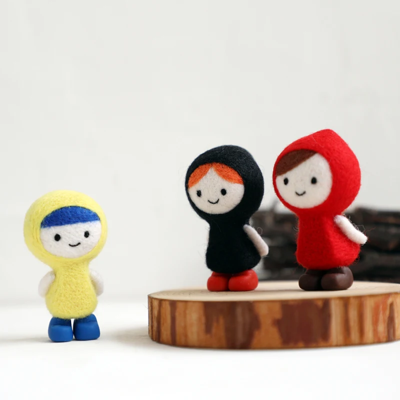 A smiling little girldoll wool needlepoint kit felt needle felting decoration craft needlecraft DIY handmade | Дом и сад