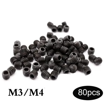 

80PCS RC Boat Model Accessories M3 M4 Thread Set Screw Fastener Repair Screws for Paddle Fork Propeller Nut Linkage Stoppers