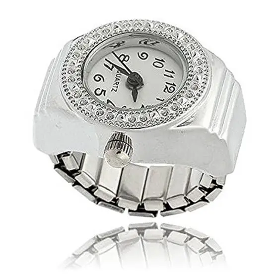 

Ring Watch Silver Alloy Round Sphere for Women Dame