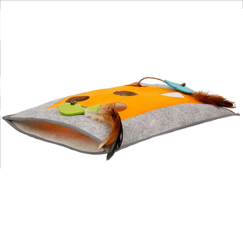 Yellow Doglemi Войлок Кот Забавный коврик питомец кошка игра шуршащий мешок туннель игрушки серый - Цвет: Yellow