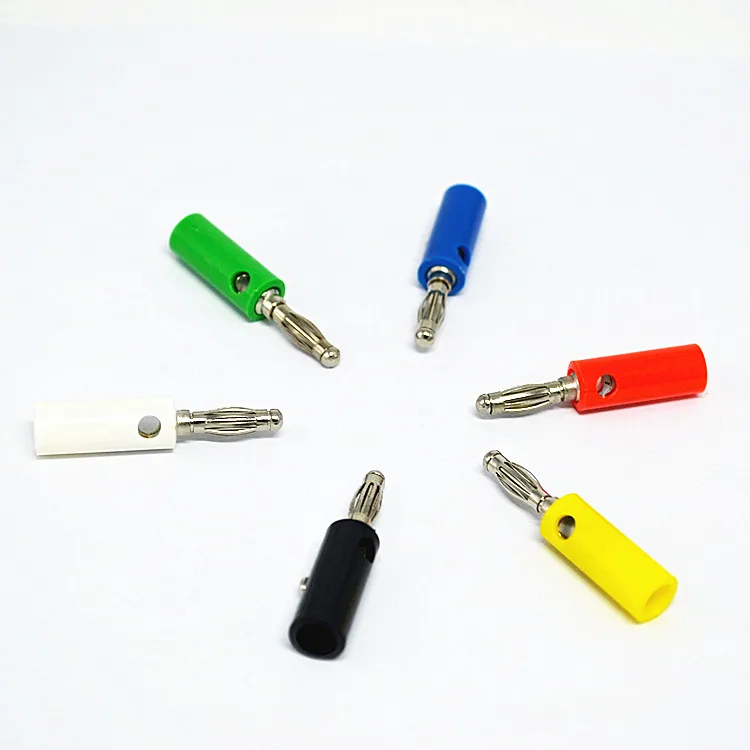 

60pcs New 4mm Banana Plug Connector Jack Screw-type Banana Head Black/Red/Yellow/Green/Blue / white Color