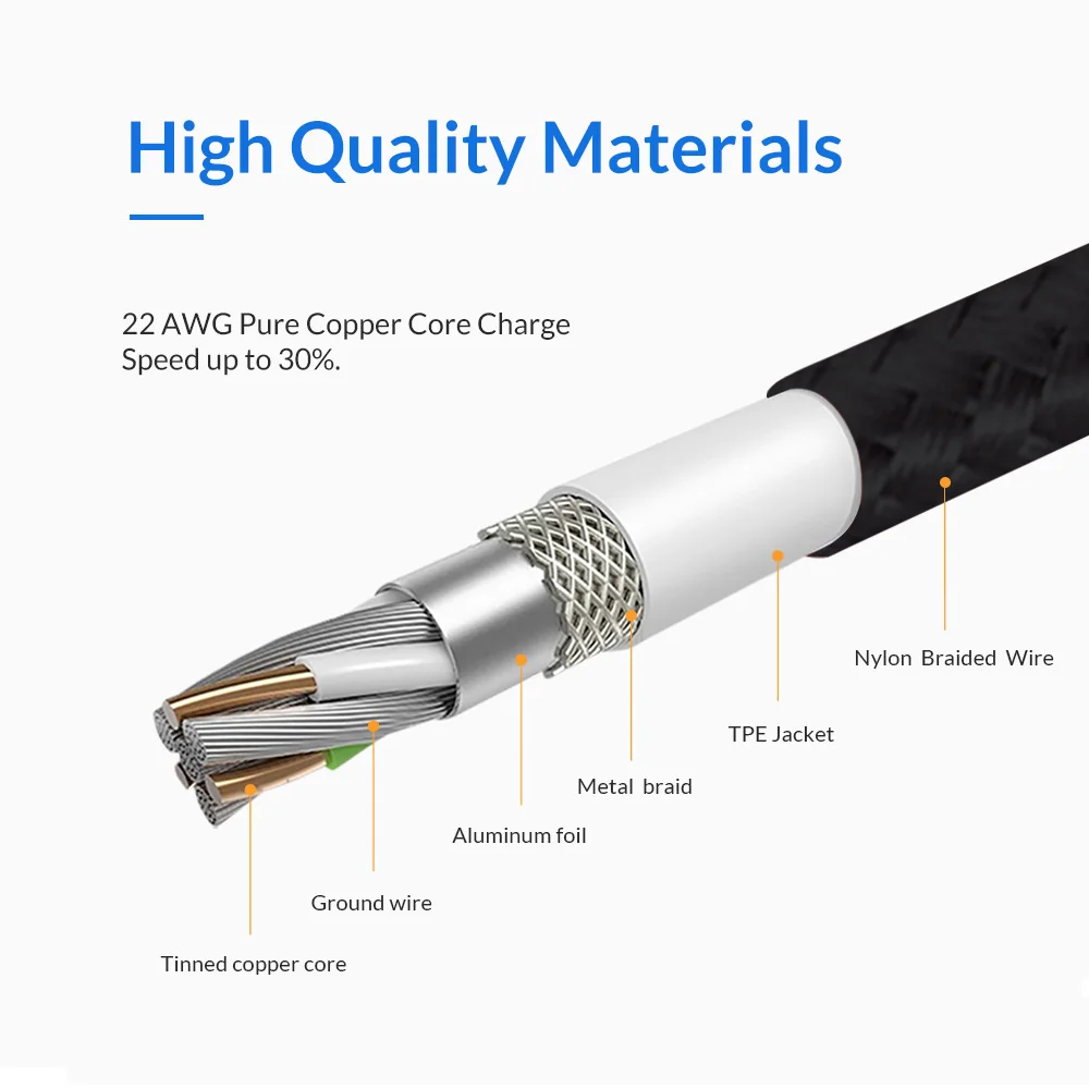 TOPK 3 حزمة الألومنيوم النايلون المصغّر usb كابل 0.6 M/1.2 M/1.8 M كابلات شحن الهاتف المحمول ل سامسونج غالاكسي HTC الروبوت الهاتف المحمول