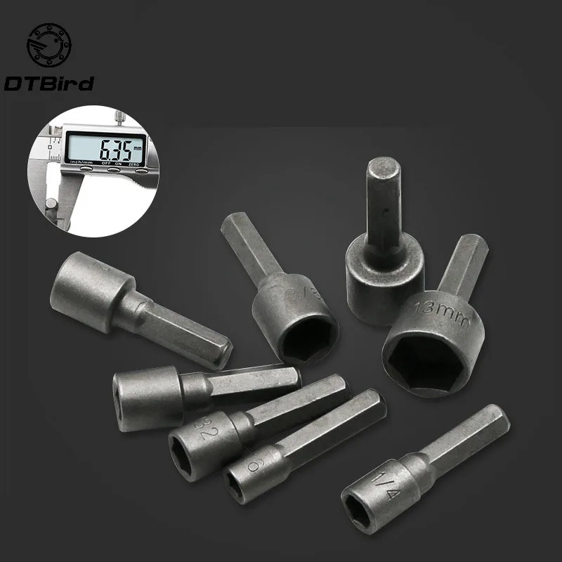 

9Pcs 1/4" Hex Shank Power Nut Driver Drill Bit Metric Socket Wrench Screw 5-13mm Magnetic Nut Driver Set Socket Adapter