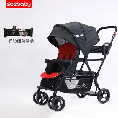 Seebaby Складная коляска для близнецов, двойная коляска, два сиденья, может стоять/сидеть, подходит для новорожденных и детей, коляска, нагрузка 130 кг - Цвет: B3