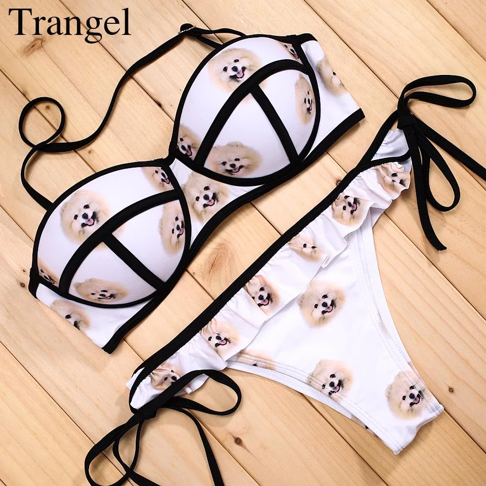 

TRANGEL Bikini 2017 Women Printed Push Up Padded Brazilian Bikini Halter maillot de bain Halter Bathing Suit Beachwear
