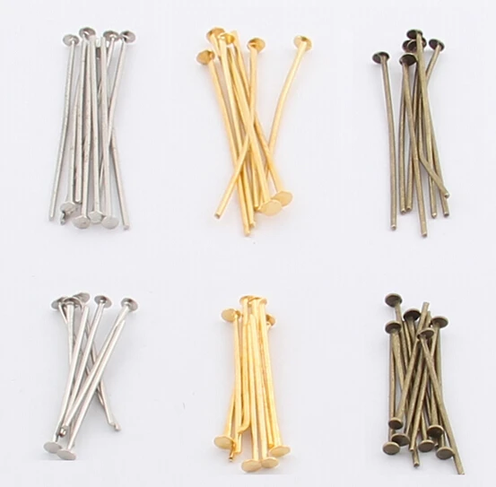 100pcs/lot 22mm 30mm 40mm  50mm Making Jewelry DIY Finding Silver Gold rhodium antique bronze Pleated Head Pins Needles