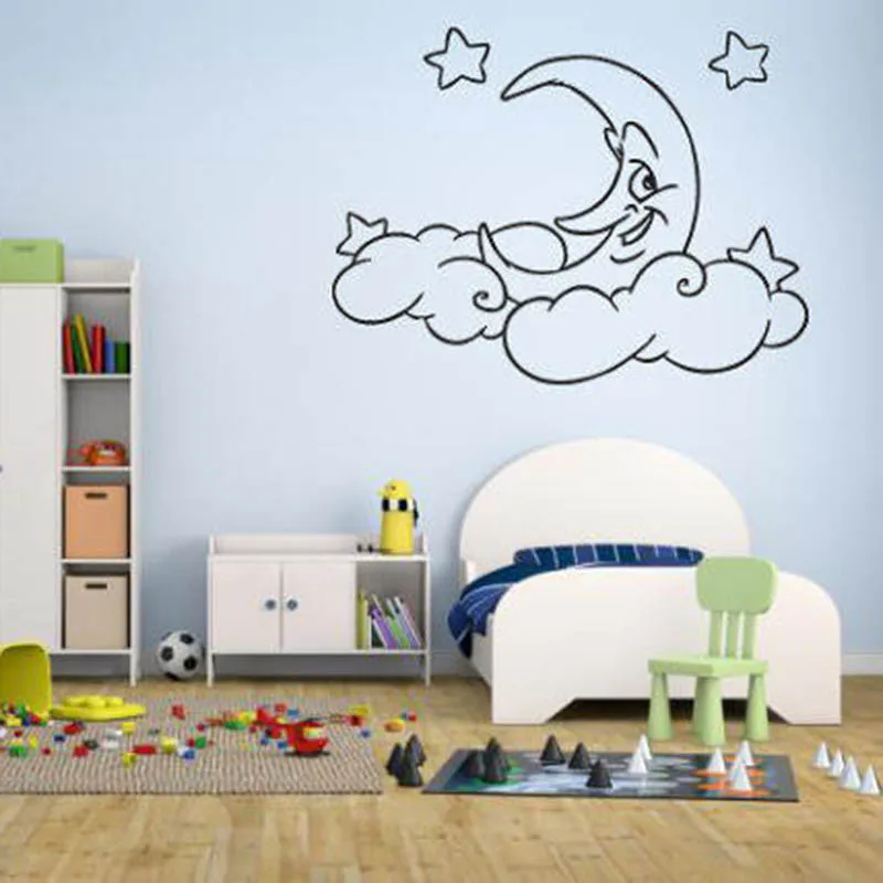 

YOYOYU Vinyl Wall Decal Moon Stars Clouds Night Room Bedroom Cartoon Funny Home Decoration wall Sticker for kids room FD457
