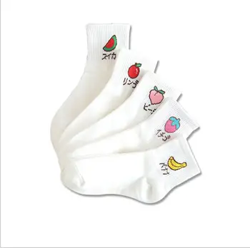 

5pair/lot small fresh fruit socks college wind cotton women's socks