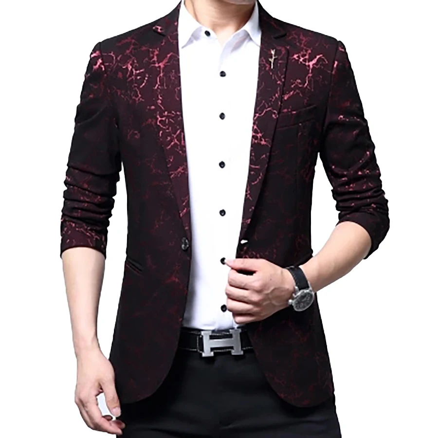 Floral Printed Blazer Men Wedding Plus Size Blazer  