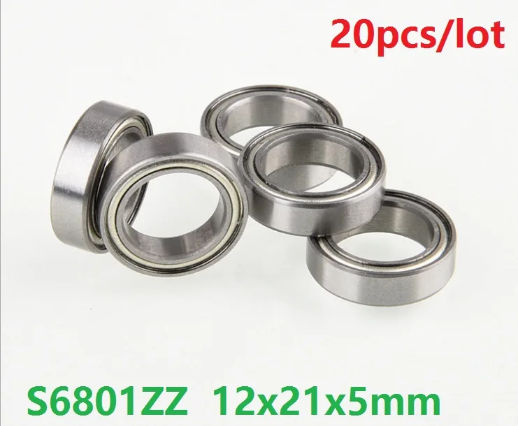 

20 шт./лот S6801ZZ подшипник из нержавеющей стали 12*21*5 мм, нержавеющая сталь, радиальный шарикоподшипник 12x21x5