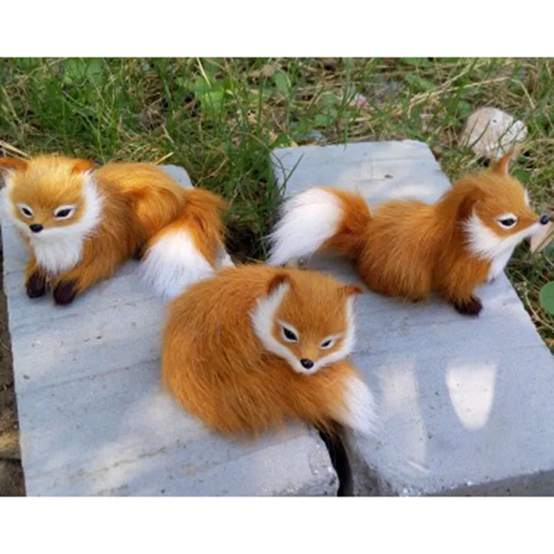 Имитация животных лиса плюшевая натуральная кожа игрушка кукла для детей