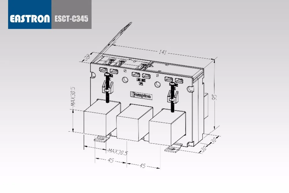 SDM530CT-Modbus+ 1 шт. ESCT-C345 300/5A, 300/5A, 3 фазный трансформатор, 3-в-1 CT. ESCT-C345(серия 5А