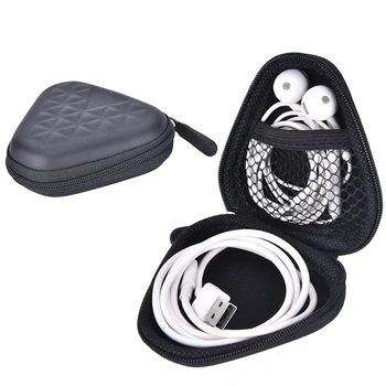 

1PC Zipper Triangle Shape Headphones Box Earphone Earbuds Hard Case Coin Purse Trinketry Storage Carrying Pouch Bag
