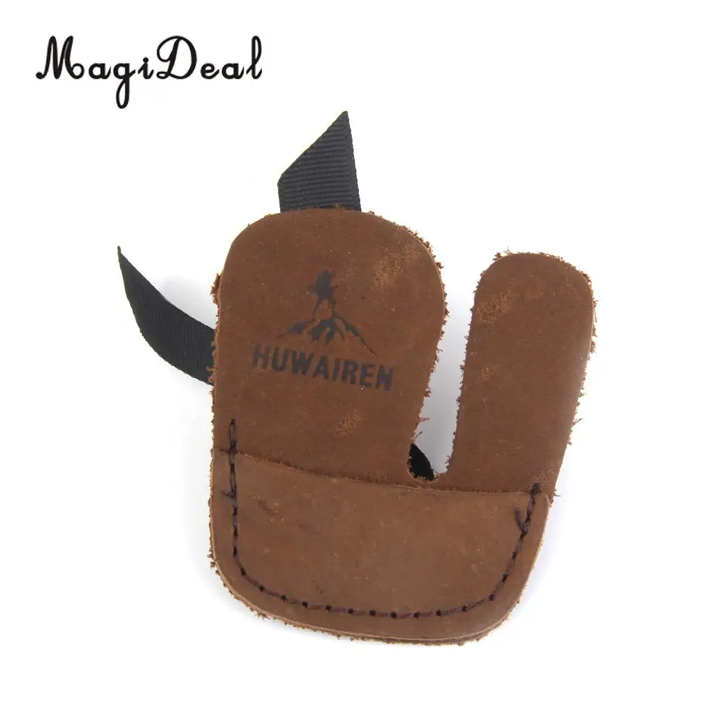 MagiDeal Durable Soft Cow Leather Protection Finger Tab Shooting Archery Glove Supplies for Bow Hunting Outdoor Finger Protector
